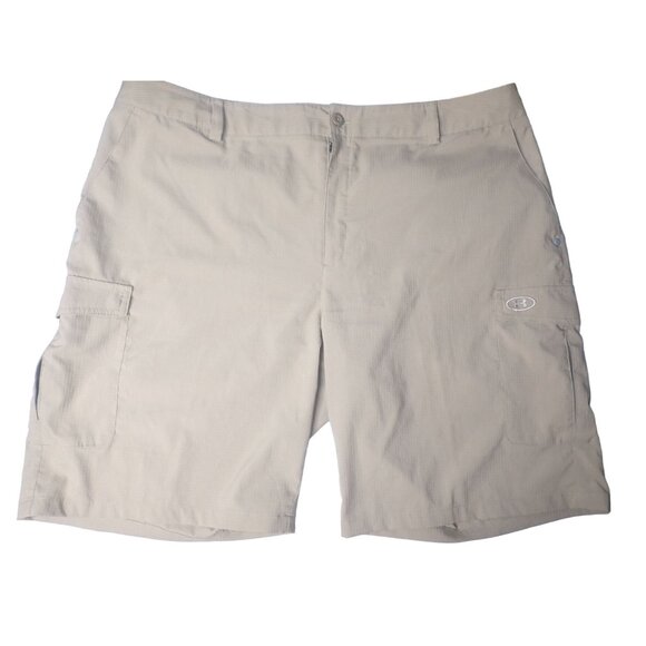 Under Armour Men's‎ Golf Athleisure Shorts Size 40 Khaki Nylon Flat Front - Picture 1 of 7